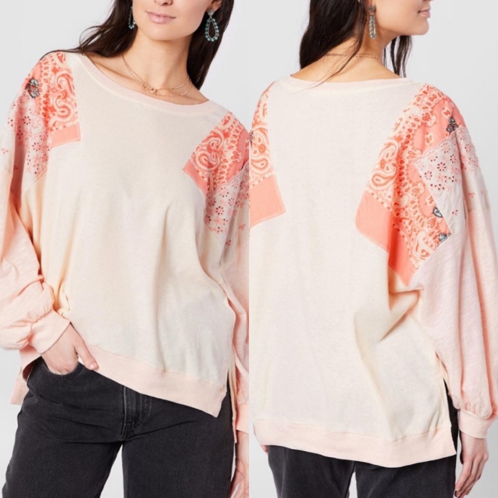 New Free People Feelin' It Embroidered Top